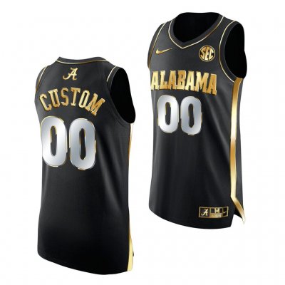 Men's Alabama Crimson Tide #00 Custom 2021 March Madness Sweet 16 Black Golden NCAA College Football Jersey 2403WGCW7